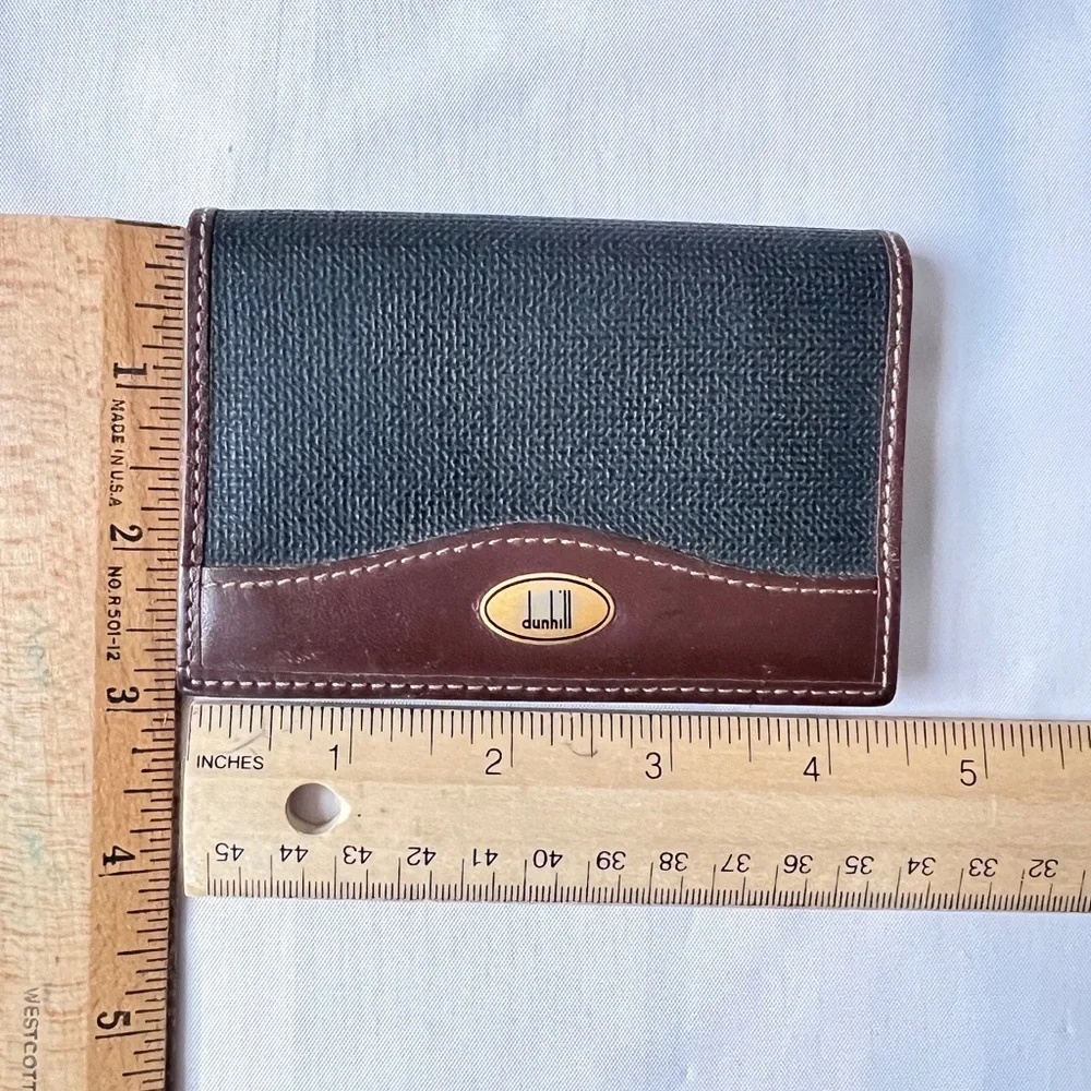 Dunhill card case business card holder brown leather and black canvas Unisex VTG - Picture 9 of 13